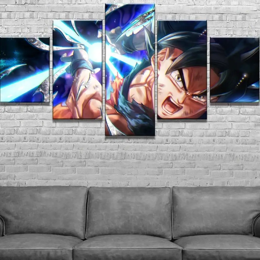 Картина с напечатанным рисунком 5 шт. мультфильм Dragon Ball Z картины Goku Ride Shenron картинки оформление дома модульный настенное искусство