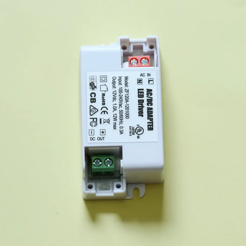 50 шт./лот постоянное напряжение DC12V 1A 12 Вт Светодиодный драйвер для внутренних