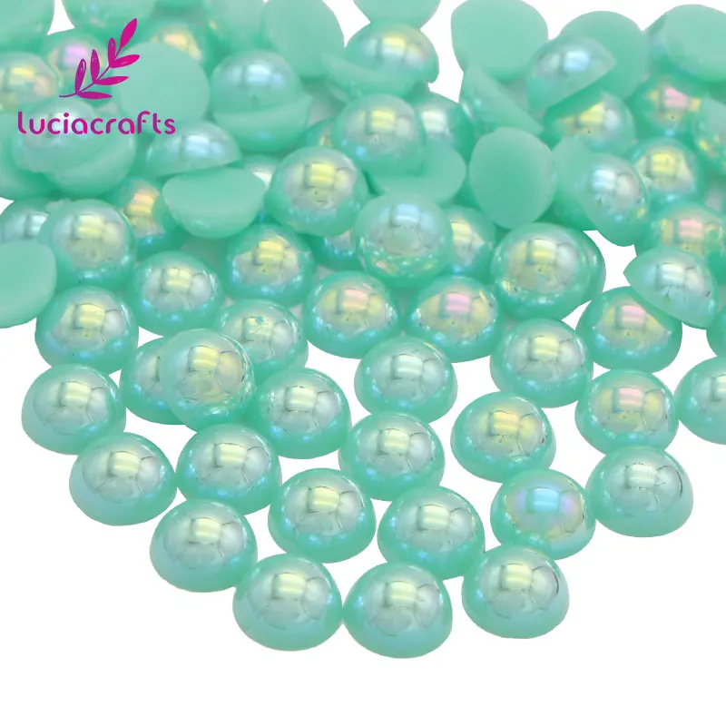 Shallow lake green Lucia crafts 8 мм многоцветные полукруглые бусины из АБС-пластика, имитация жемчуга, бисер для рукоделия, 144 шт F0104 - Цвет: Shallow lake green