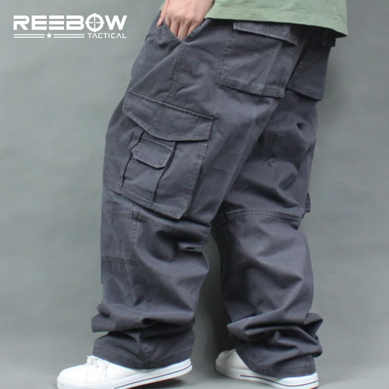REEBOW TACTICAL Men Plus Size Cargo Pants, Outdoor Sport Running Loose Fit Trousers, 4XL-6XL, Max 135cm Waist, Up to 140kg image 4