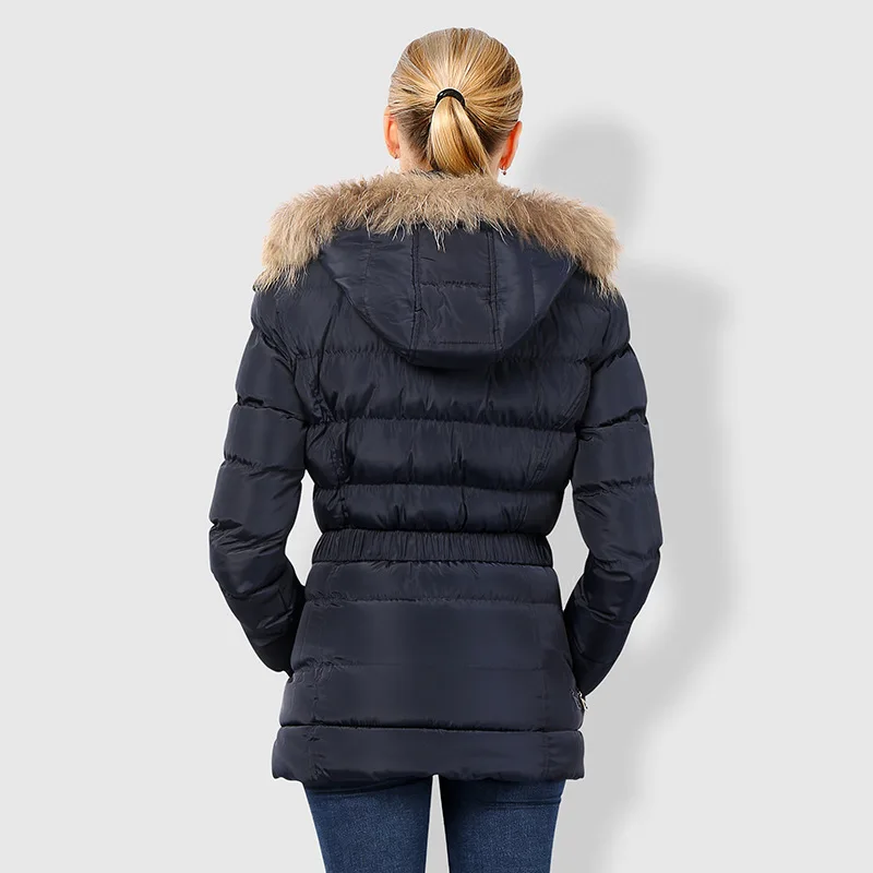 Johnature Новый 2018 зима длинный рукав Мех Collor парки отложной воротник пояса Твердые