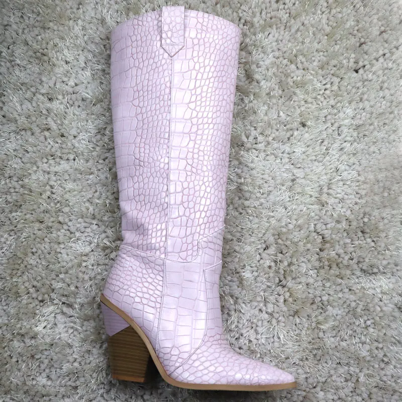 Женские сапоги до колена ASUMER с острым носком на толстом высоком каблуке размеры 34