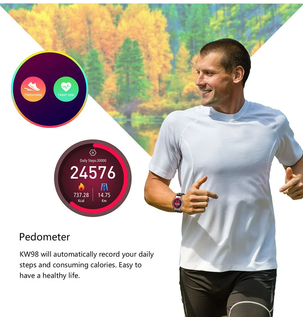 KingWear KW98 3g Smartwatch телефон Android 5,1 1,39 дюймов MTK6580 четырехъядерный 8 Гб ПЗУ gps измерение сердечного ритма шагомер анти-потеря