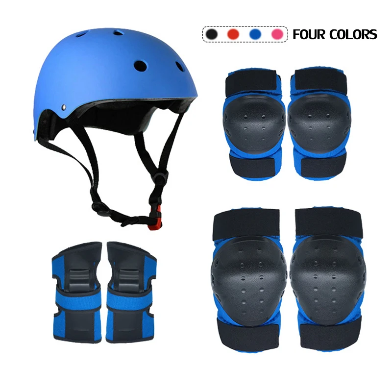 

7 Pieces of Skateboard Protective Gear Children's Knee Pads Wrist Helmets Boys and Girls Cycling Set for Sports Safety Equipment