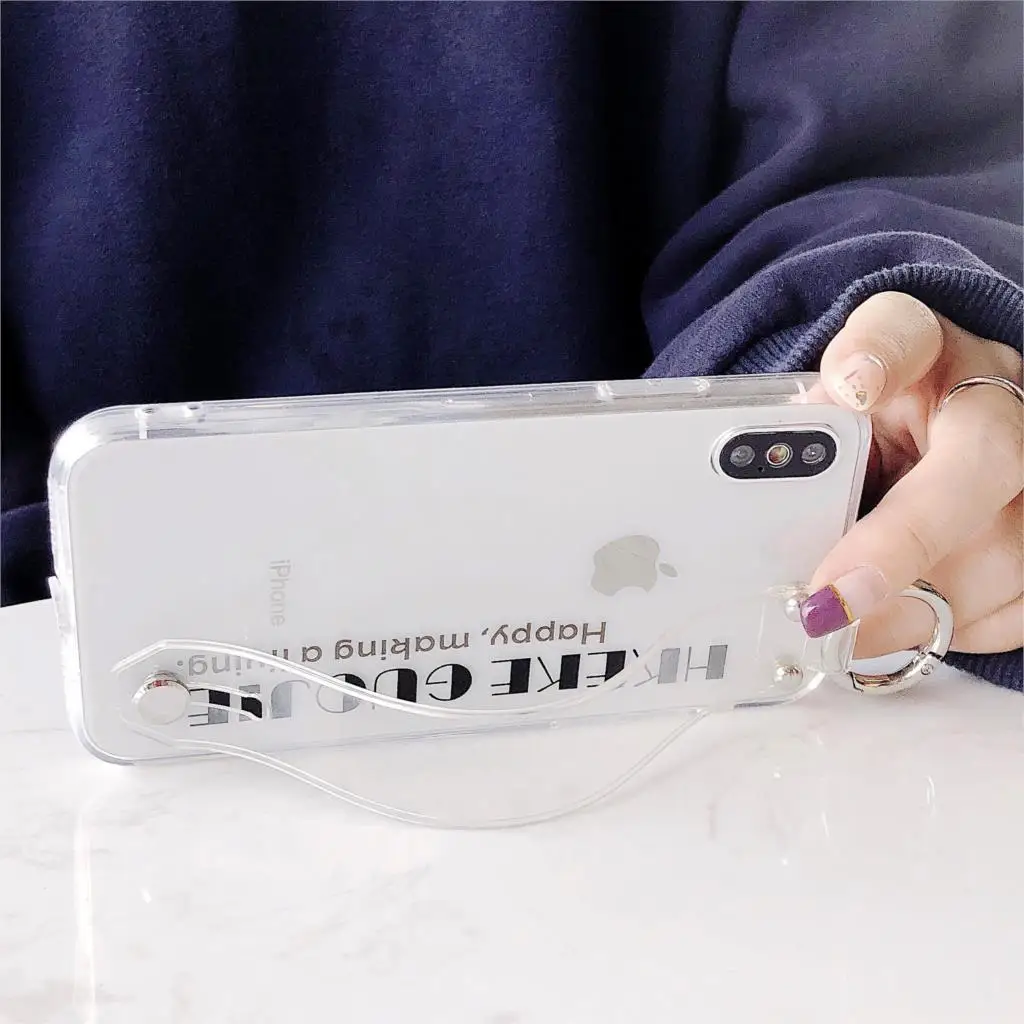 Soft Silicone Wristband Case Cover Phone Cases for iPhone 6 6S 7 8 Plus X XR XS Max Luxury Cute Transparent Strap |