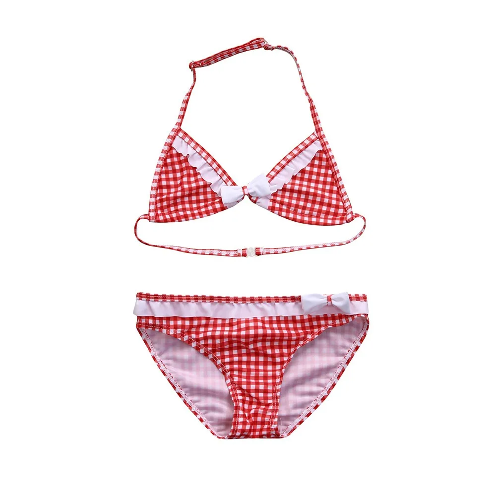 2019 г. лидер продаж комплект бикини для больших девочек милый клетчатый купальный