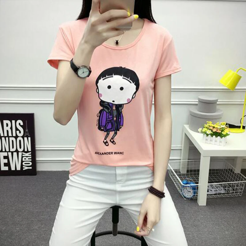 Футболка женская забавная с мультяшным принтом тонкая мягкая летняя | Женская