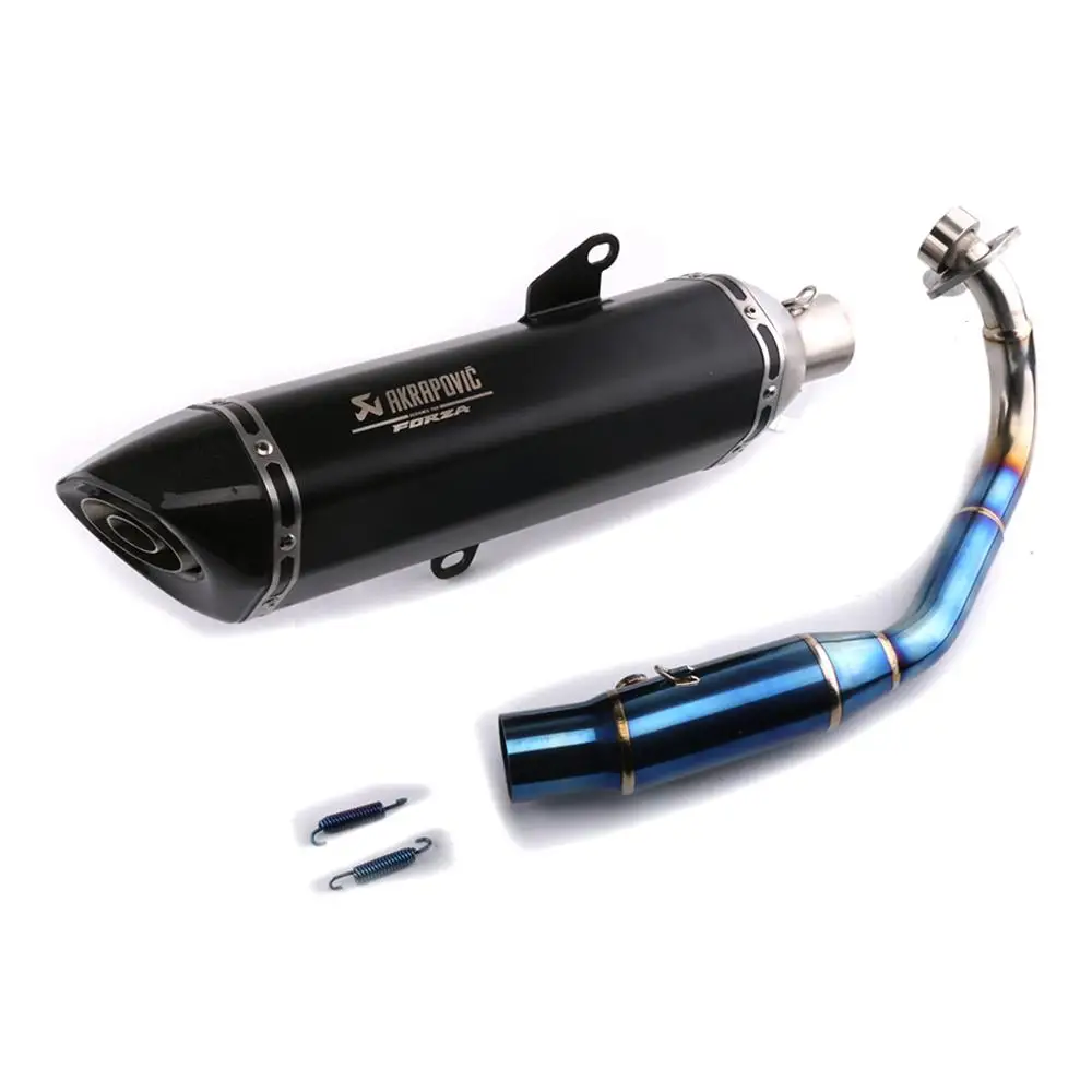 Black SMOK для Honda Forza 300 мотоцикл из нержавеющей стали углеродного волокна дБ глушитель выброса выхлопных газов трубы с логотипом - Цвет: Black