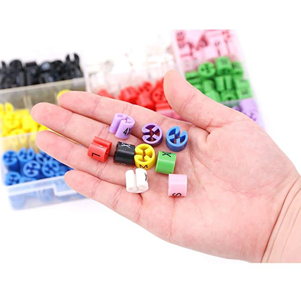 

450 Pcs Plastic Snap Retail Clothes Hanger Size Markers Garment Tags XXS to 4XL Size Coding Colored Rack Dividers