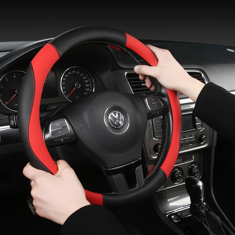 

D Shape O shape Car Steering Wheel Cover Non-slip PU Leather for POLO GOLF 7 Scirocco Suzuki Swift Nissan Rogue High Quality
