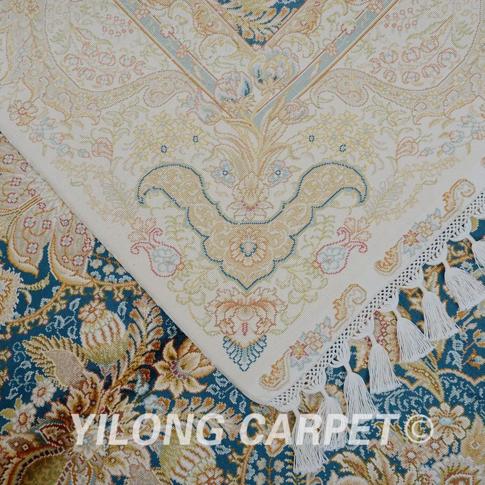 Yilong 5 6 'x 8 1' Античный коврик ручной работы персидский Тебриз темно-синий