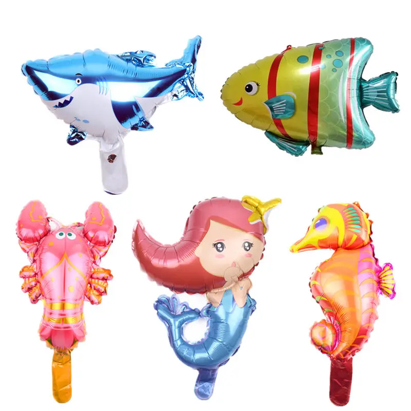 Новые 5 шт. набор миниатюрных алюминиевых воздушных шаров "Морские животные" для детской праздничной декорации