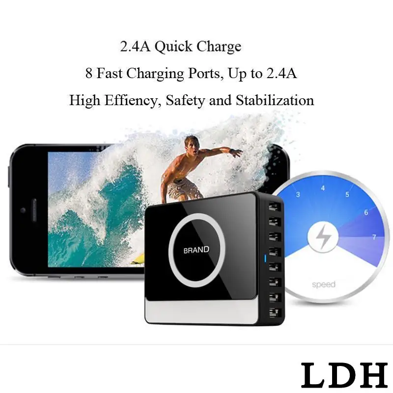 LDH настольное зарядное устройство 8 портов USB Аксессуары для мобильных телефонов
