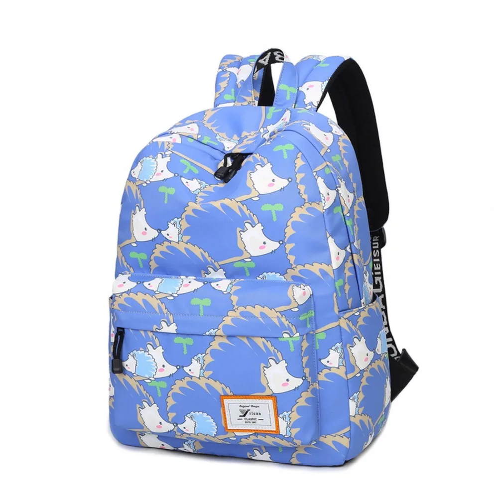 Водонепроницаемый легкий Модный милый школьный рюкзак с принтом Ежика 14