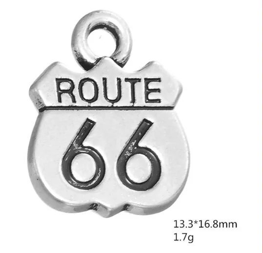 50 шт Шарм Route 66 черная эмалированная подвеска 16 8*13 3 мм антикварные серебряные