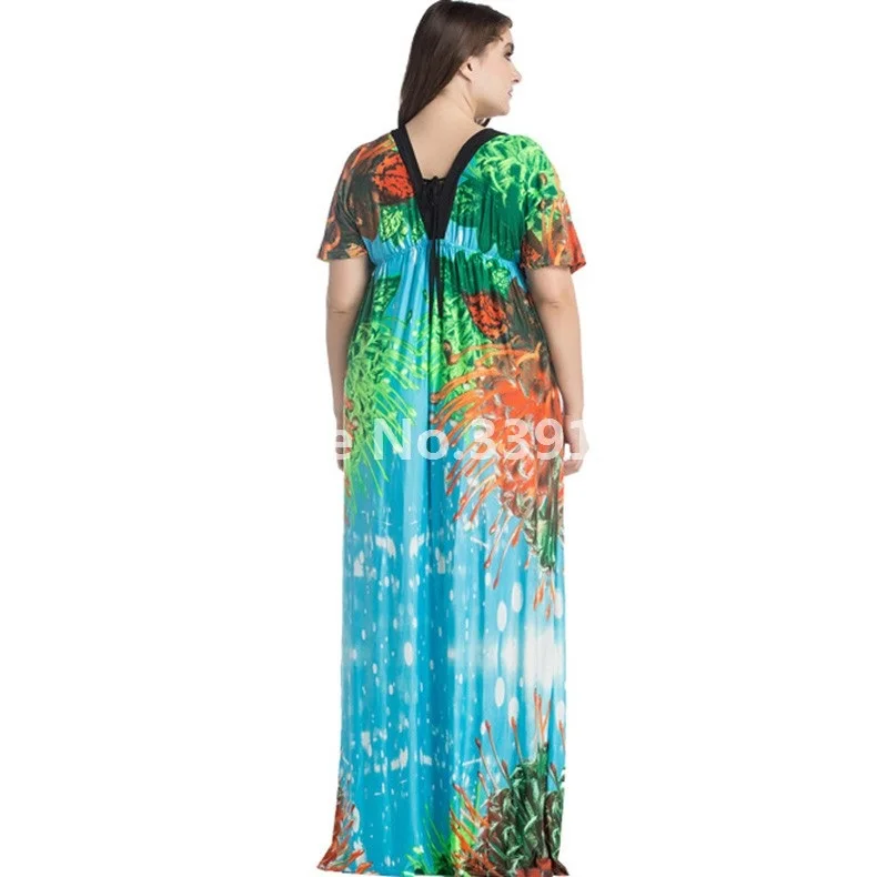 2017 новый летняя мода пляж dress отпечатано синий/красный 6xl чешские свободные плюс
