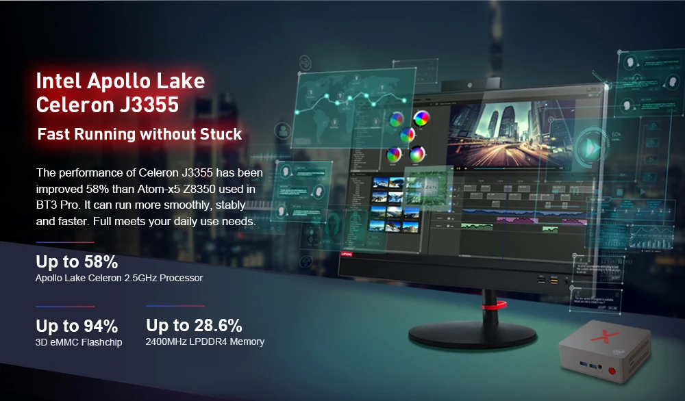 Beelink BT3-X мини-ПК Windows 10 Intel Apollo Lake J3355 Intel graphics 500 4 Гб LPDDR4 64 Гб EMMC 2,4 ГГц+ 5,8 ггц WiFi 1000 Мбит/с