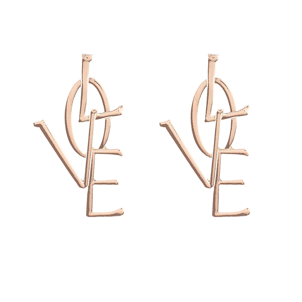 Женские модные открытые серьги гвоздики с надписью LOVE ювелирные изделия|studs earrings