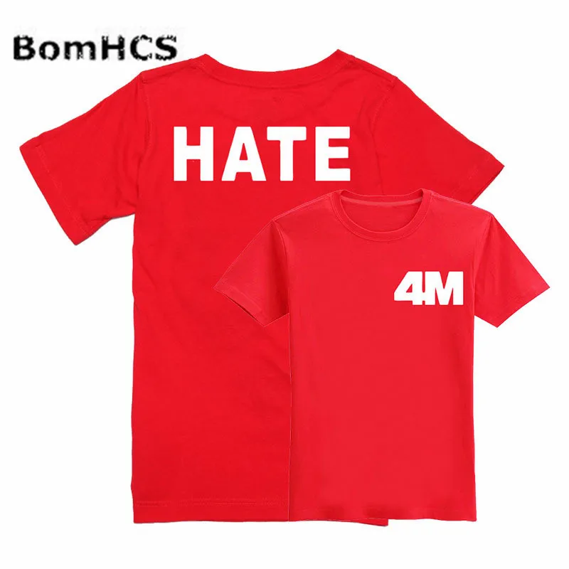 Летняя хлопковая футболка с коротким рукавом BomHCS Kpop надписью Act.7 и Hate Stars унисекс |