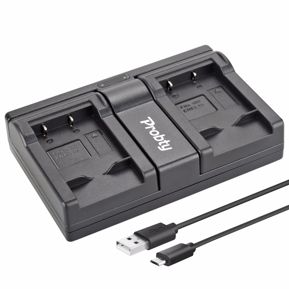 PROBTY 4 шт. EN EL19 батарея камеры + USB двойное зарядное устройство для Nikon Coolpix S32 S33 S100 S2500