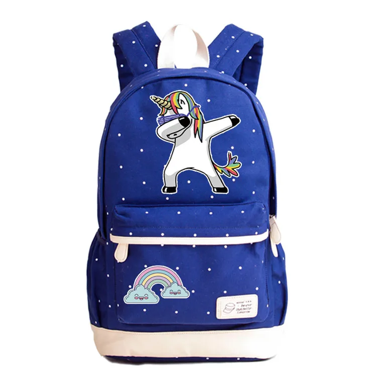New Summer Style Rainbow Unicorn Printing Backpack Canvas School Bags for Teenage Girls Candy Color Women Backpack Rucksack - Цвет: 10
