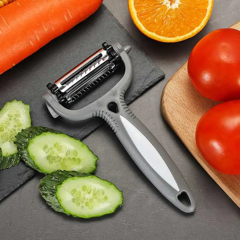 gray Fast peeling Овощной и фруктовый Быстрый Овощечистка Кухонный прибор из нержавеющей стали Овощечистка многофункциональный инструмент для приготовления пищи терка для картофеля и моркови - Цвет: gray Fast peeling