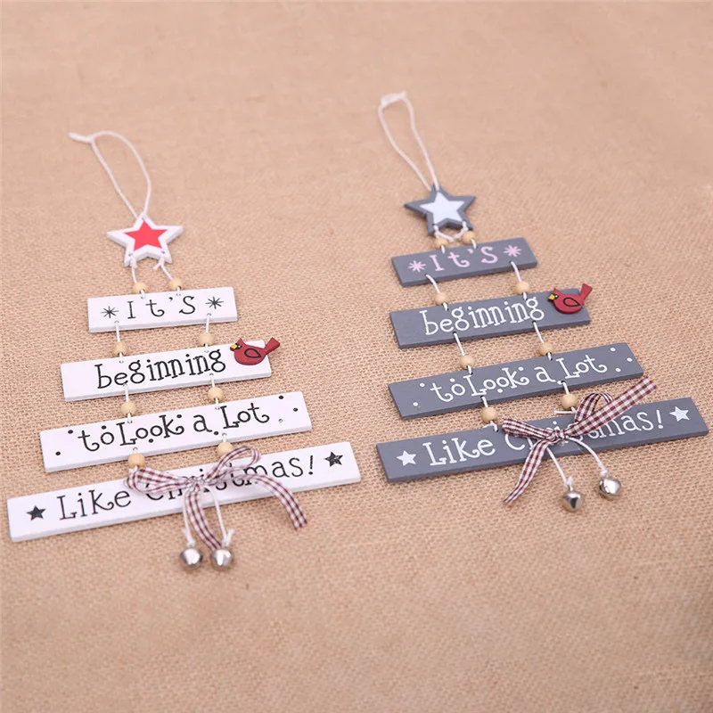 Милые деревянные рождественские украшения для новогодней двери ремесло дома