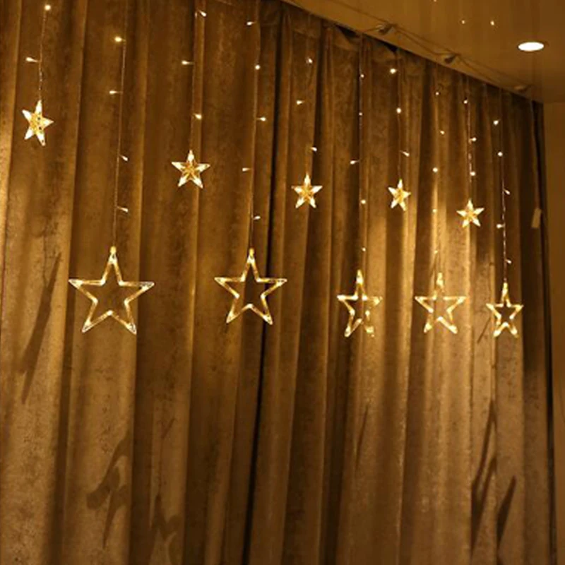 Christmas LED Lights AC/US/EU/UK Romantic Fairy Star Curtain String Lighting For Holiday Wedding Garland Party Decoration | Лампы и