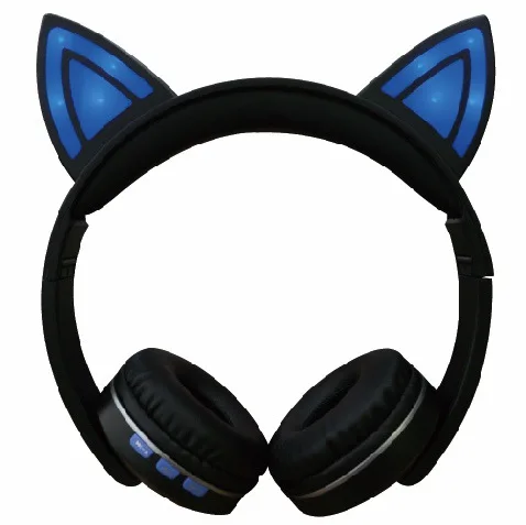 Наушники TORTOYO с кошачьими ушками и разноцветным светодиодным освещением Bluetooth