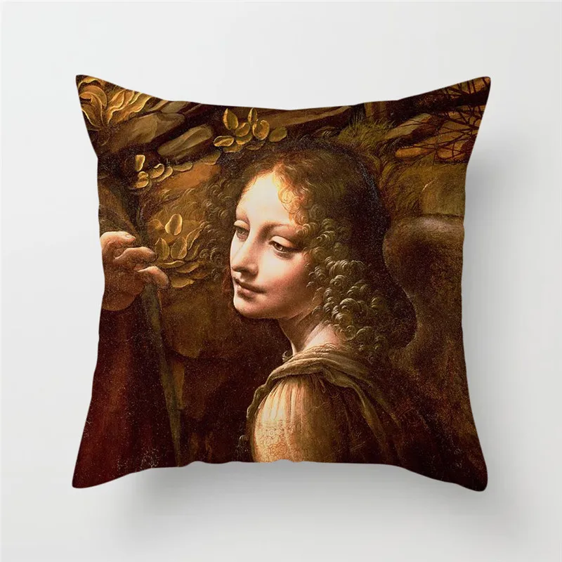 

Fuwatacchi Mona Lisa Smile Art Renaissance Oil Painting Cushion Cover Words Famous Art Printed Sofa Decorative Pillow Case New