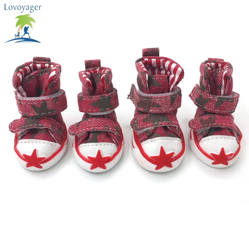 4 шт. Обувь для собак с принтом звезды противоскользящие повседневные спортивные