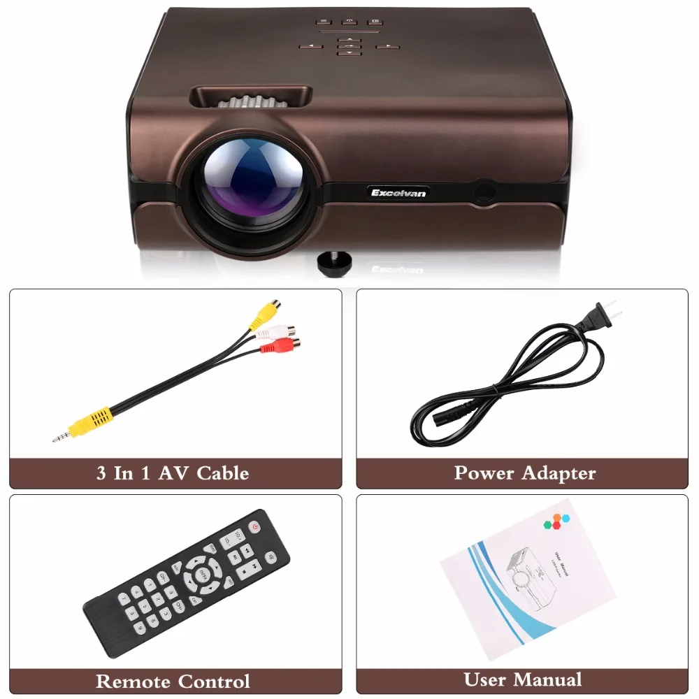 Excelvan BL46 Android 6,0 Bluetooth wifi 2000 люмен ЖК-проектор домашний кинотеатр 1080P светодиодный tv Proyector 1G+ 8G мультимедийный проектор