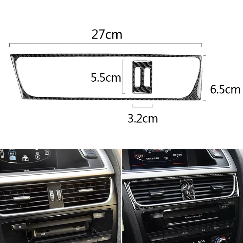Для Audi A4 B8 2009 2010 2011 2012 2013 углеродного волокна средняя консоль, устанавливаемое на вентиляционное отверстие в салоне автомобиля розетка накладка