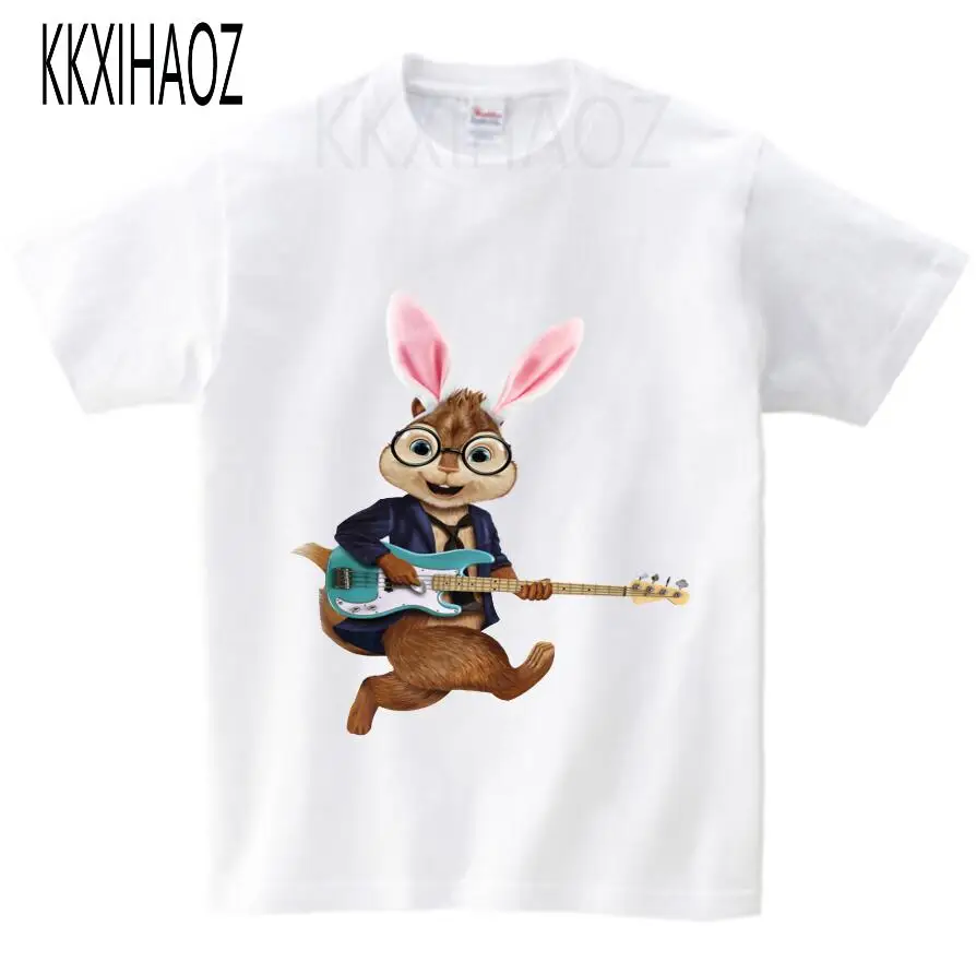 white childreT-shirt Лето, Детская футболка с короткими рукавами, куртки с изображением Алвина и чипмука, детская одежда с принтом животных, футболки для мальчиков и девочек, NN - Цвет: white childreT-shirt