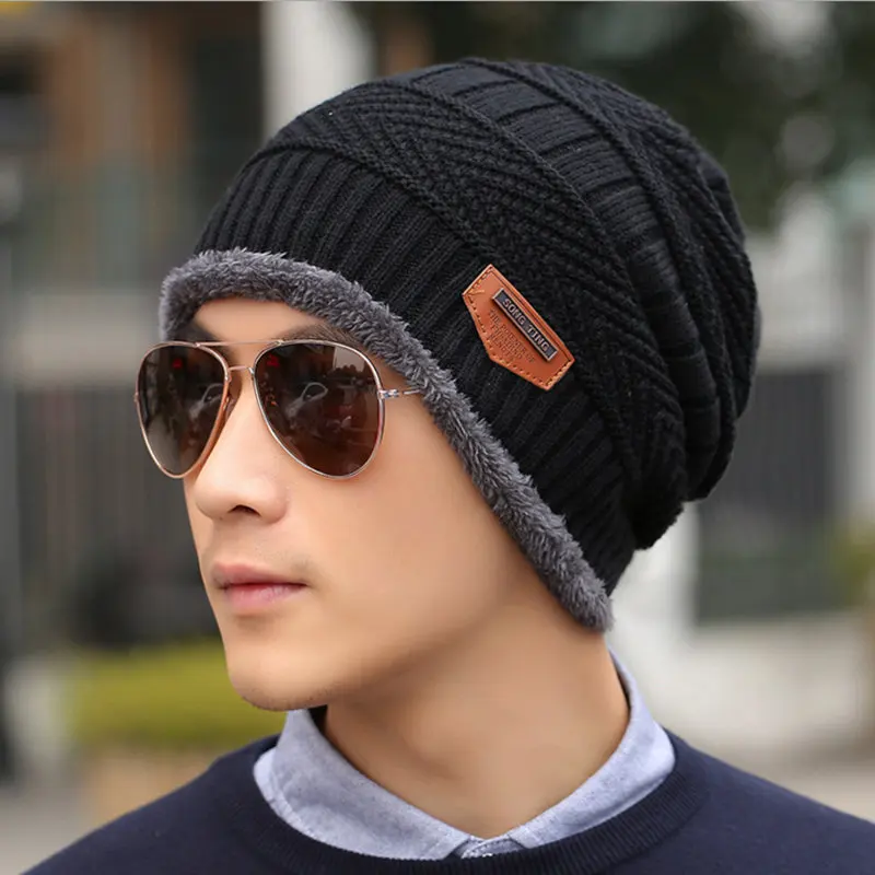 Высококачественная теплая зимняя шапка из шерсти и хлопка вязаная трикотажная