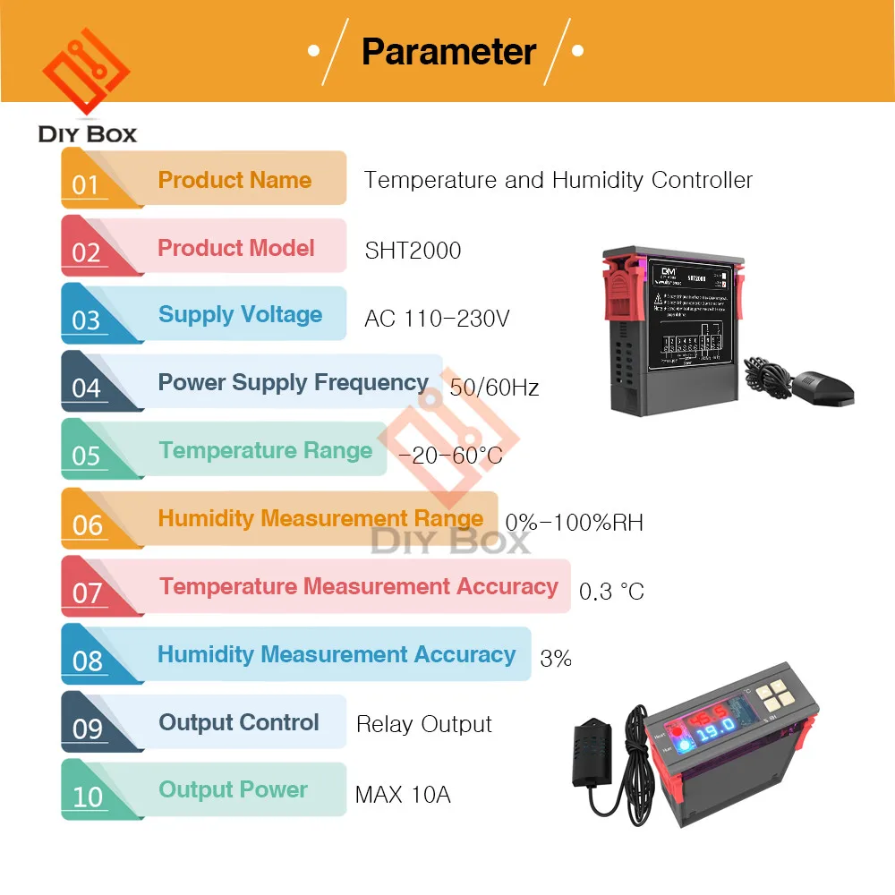 STC-1000 SHT2000 AC 110V 220V Цифровой термостат гигростат регулятор температуры влажности Регулятор терморегулятор гигрометр