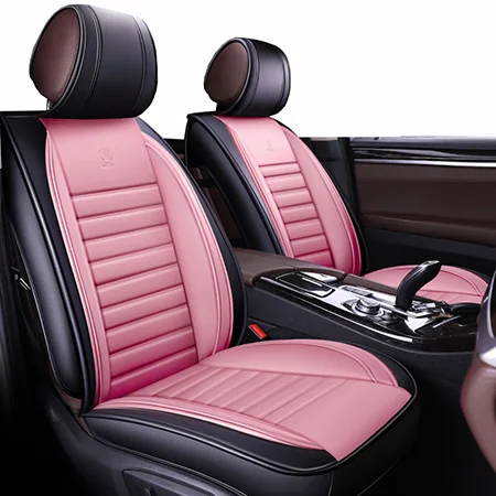 Pink Standard Передний+ задний) кожаные чехлы на сиденья для peugeot 206 407 508 308 301 3008 205 106 307 207 Автомобильный чехол для сиденья - Название цвета: Pink Standard