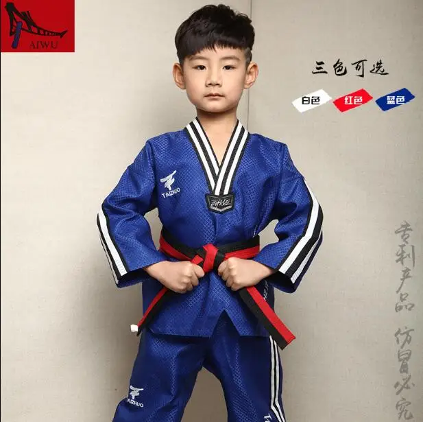 (3 цвета) детская серия Одежда для тхэквондо разноцветные материалы dobok TKD