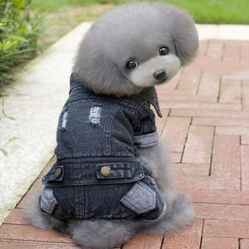 Классические модные черные джинсовые комбинезон для собаки домашнего животного