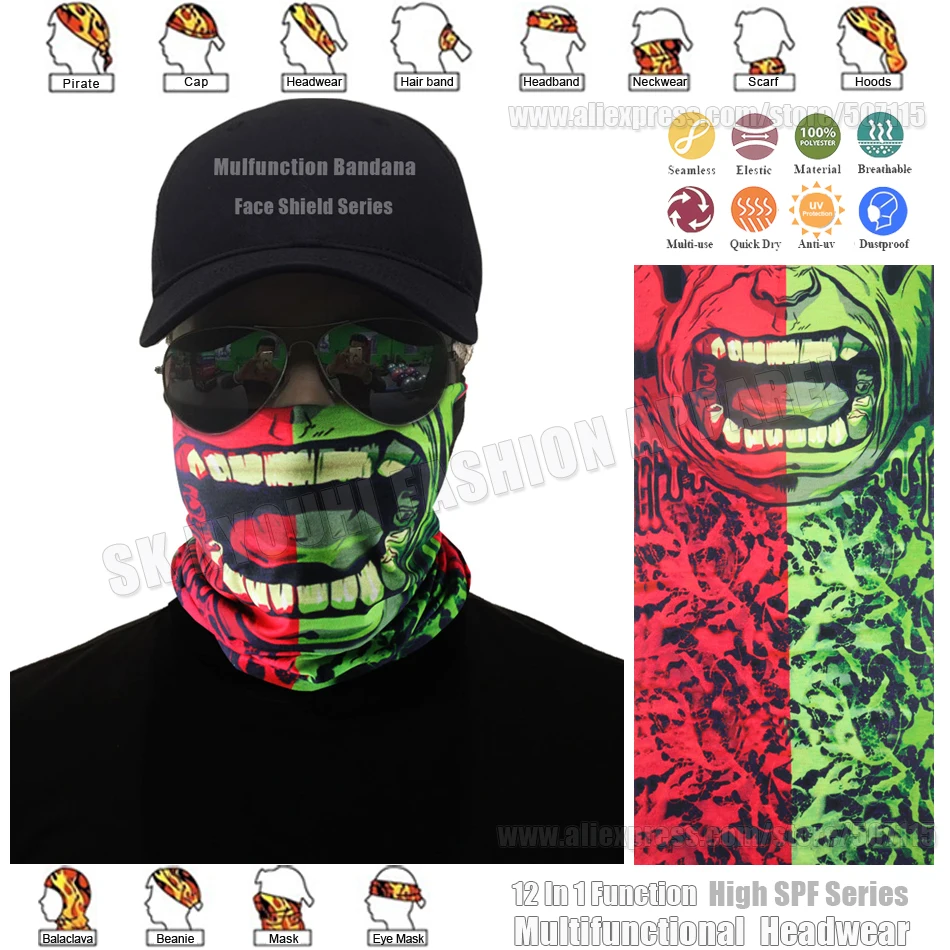 

TRACKABLE SHIPPING Latest Fashion Seamless Face Shield Mask Multifunction Seamless Bandana Hypaethral Head Cap Unisex Scarf