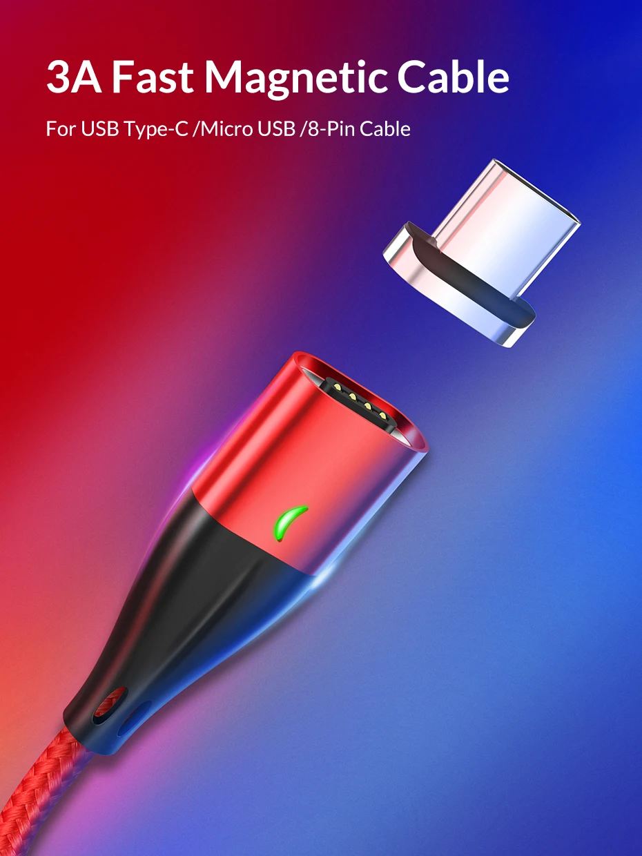 Магнитный Micro USB кабель TOPK 2 м для iPhone samsung, usb type C, быстрая зарядка, USB C, Магнитный зарядный провод