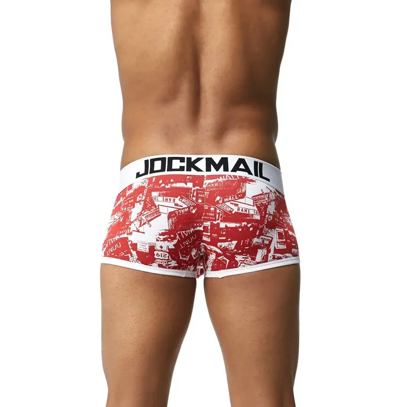 JOCKMAIL, Брендовые мужские трусы, дышащие боксеры, хлопковое Мужское нижнее белье, u-образный выпуклый мешочек, сексуальные трусы с принтом листьев, домашняя одежда, шорты