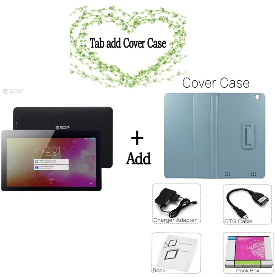 Add Cover case Новое поступление, Android 5,1,, 10 дюймов, планшетный ПК, четырехъядерный, 1 Гб+ 32 ГБ, четырехъядерный, WiFi, планшеты, ПК, поддержка, расширение, TF карта, 7, 8, 9, 10 - Комплект: Add Cover case