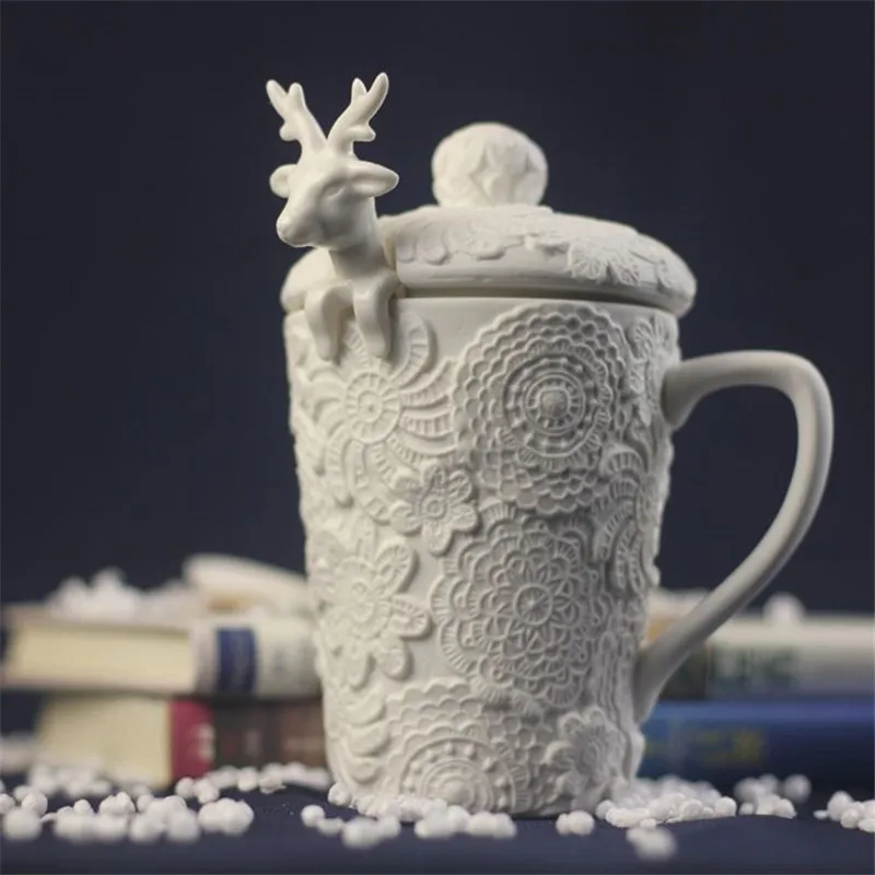 Рождественские кружки Milu Deer кофейная чашка 3D чашки с животными крышкой милые