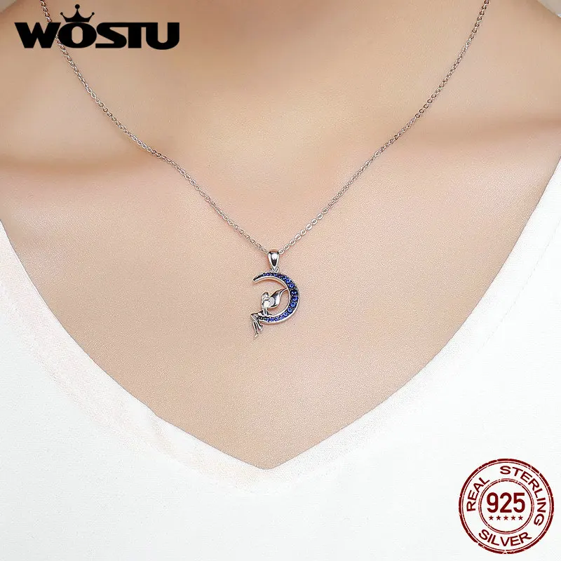 WOSTU классика хит продаж новинка серебро 925 пробы Фея в синей Луне CZ подвеска