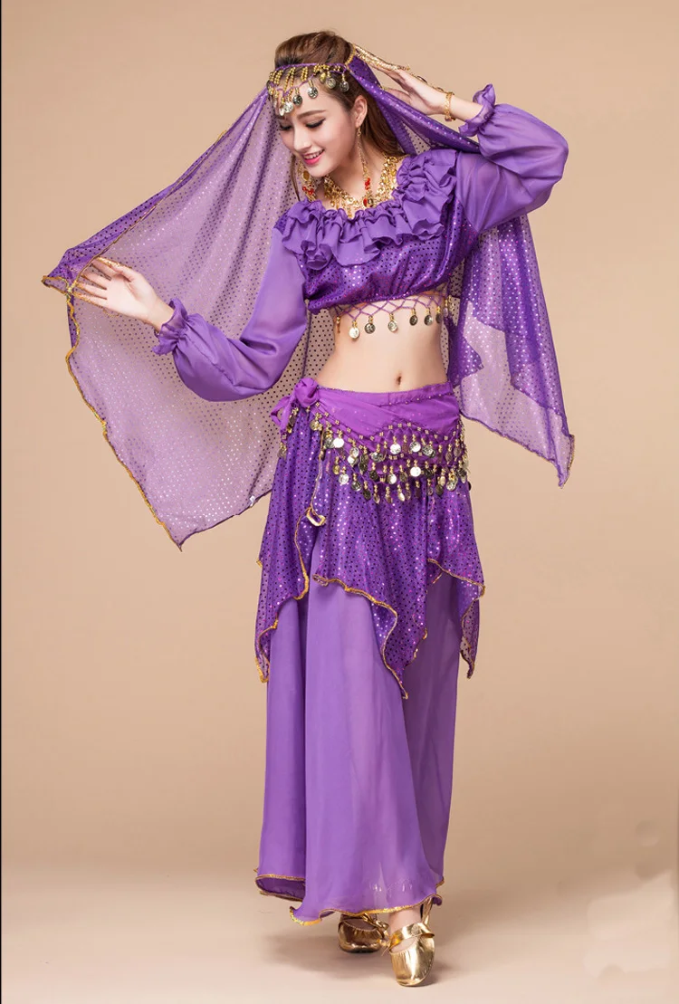 Костюм для танца живота 2 шт./7 шт. танцевальная одежда выступлений Индийский