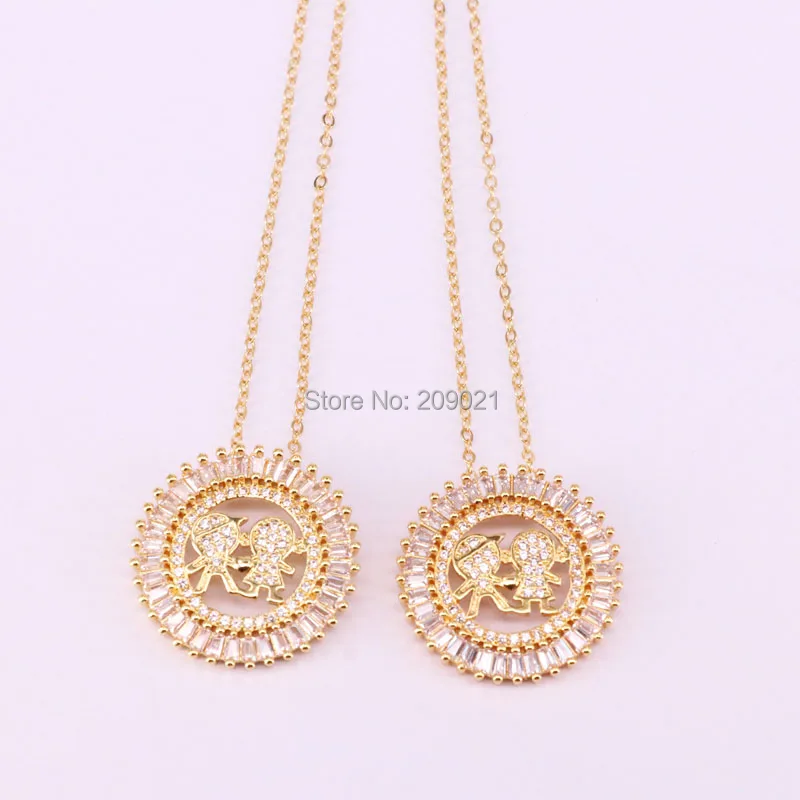 

6Pcs Micro Pave CZ Girls and Boys Pendant Necklaces Charms For Women Fashion Jewelry