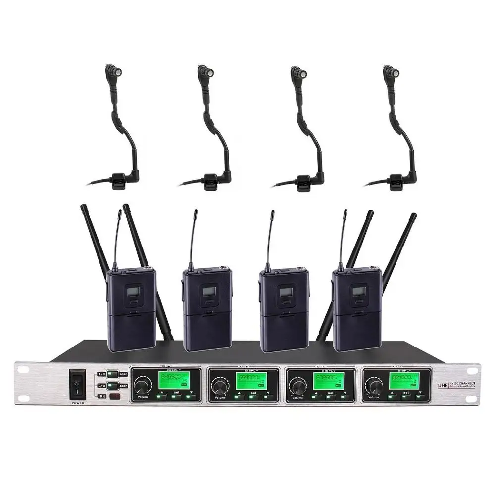 Instrument mic Bolymic инструмент микрофон 4 канала Professional uhf беспроводная гарнитура микрофон 4 для саксофона оркестровый вокальный Erhu флейта - Цвет: Instrument mic