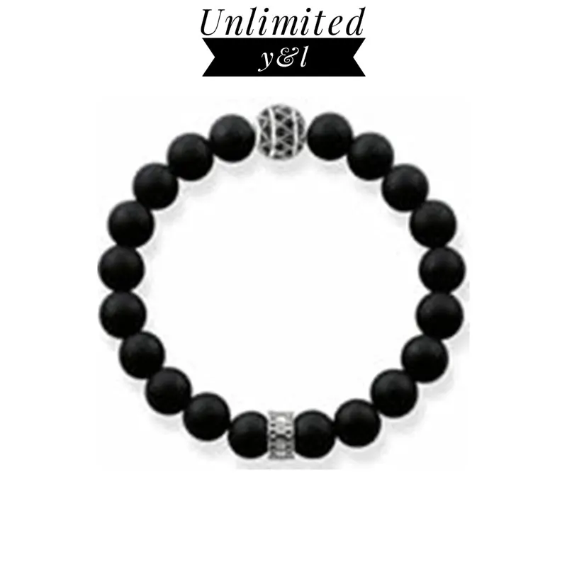 Черные бусины из обсидиана 8 мм браслеты нитей каменные модные украшения сделай