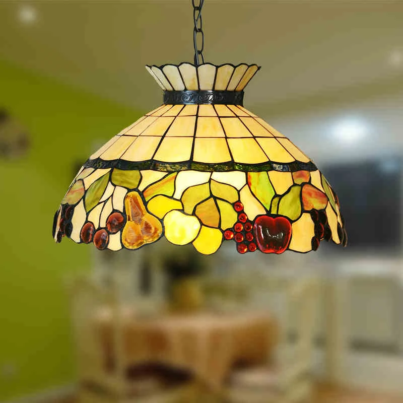 Tiffany Pendant Light Creative Art Fruit Crown Glass Living Room Restaurant Kitchen Suspension Lamp | Освещение